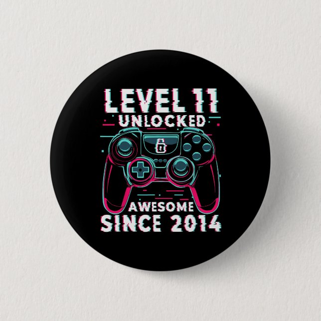 Level 11 Unlocked Video Game 11th Birthday Gamer B Button (Vorderseite)
