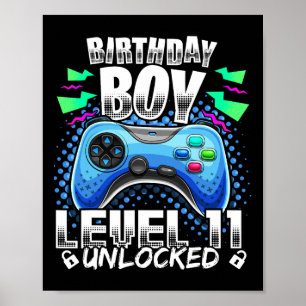 Level 11 Unlocked Video Game 11th Birthday Gamer G Poster