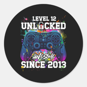 Level 12 freigeschaltet Awesome seit dem 12. Gebur Runder Aufkleber