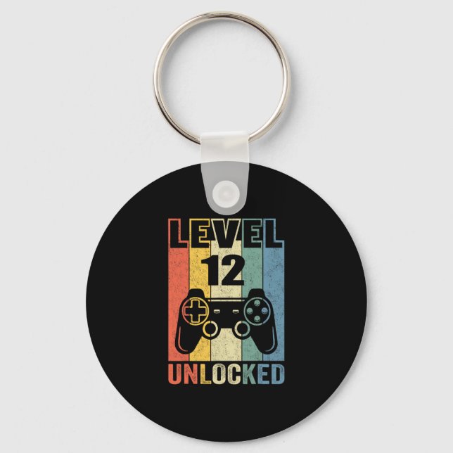 Level 12 Unlocked Shirt Funny Video Gamer 12th Bir Schlüsselanhänger (Vorderseite)