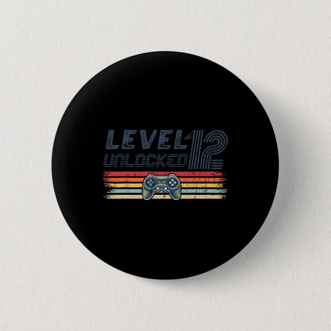 Level 12 Unlocked Video Game 12th Birthday Gamer B Button (Vorderseite)