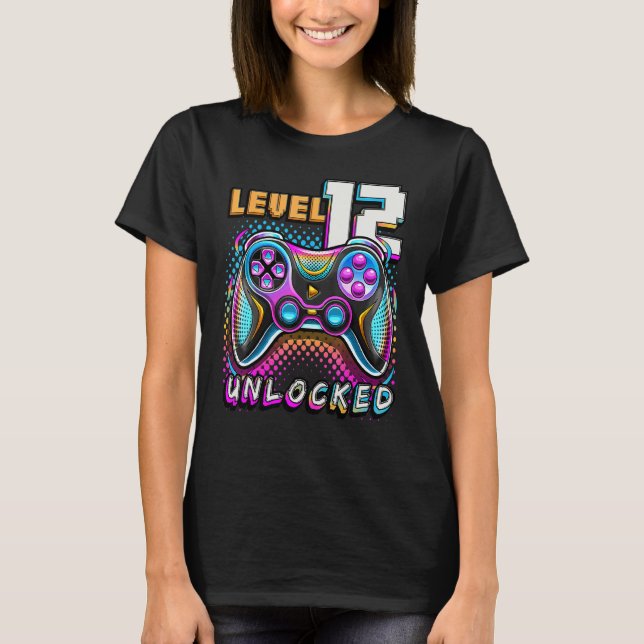 Level 12 Unlocked Video Game 12th Birthday Gamer B T-Shirt (Vorderseite)