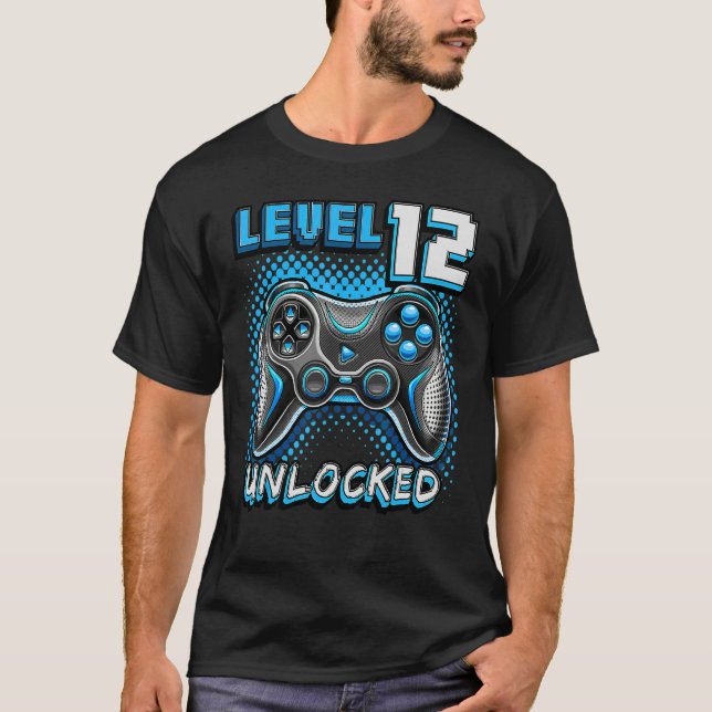 Level 12 Unlocked Video Game 12th Birthday Gamer B T-Shirt (Vorderseite)