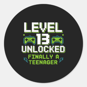 Level 13 freigeschaltet endlich 13. Geburtstag ein Runder Aufkleber