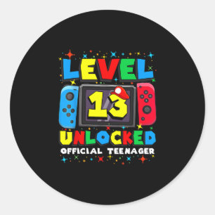Level 13 freigeschaltet Gamer 13. Geburtstagsgesch Runder Aufkleber