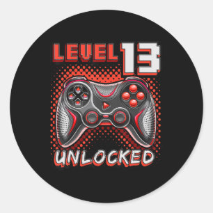 Level 13 Unlock Video Game 13. Geburtstag Gamer B Runder Aufkleber