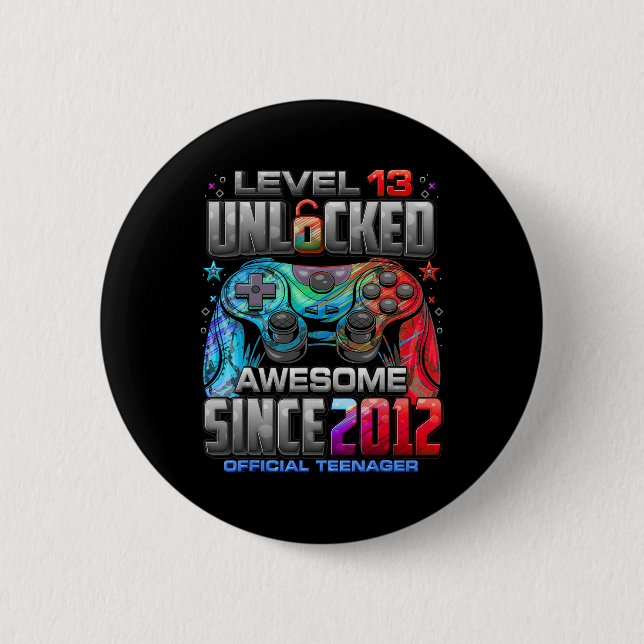 Level 13 Unlocked Awesome Since 2012 13th Birthday Button (Vorderseite)