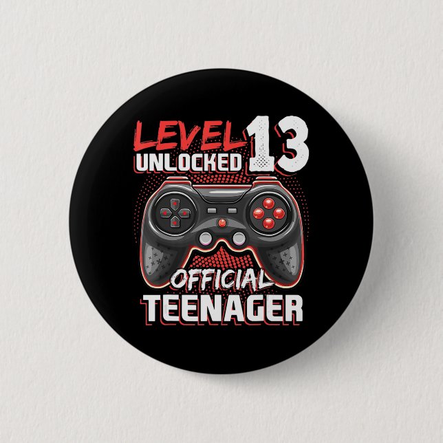 Level 13 Unlocked Offial Teenager Video Game 13t Button (Vorderseite)
