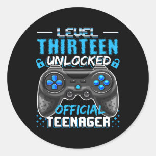 Level 13 Unlocked Offial Teenager Video Game 13t Runder Aufkleber