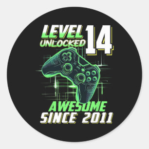 Level 14 freigeschaltet Awesome seit dem 14. Gebur Runder Aufkleber