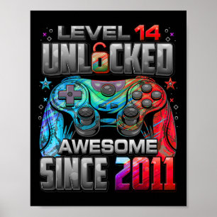 Level 14 freigeschaltet Großartig Seit 14. Geburts Poster