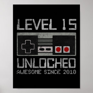 Level 15 freigeschaltet 15. Geburtstag 15-jähriges Poster