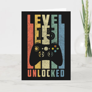Level 15 Freigeschaltet 15. Videospieler Geburtsta Karte