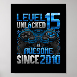Level 15 freigeschaltet Geschenke für 15-jährige J Poster