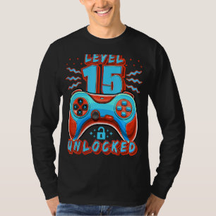 Level 15 Unlock Video Game 15. Geburtstag Gamer B T-Shirt