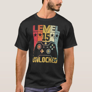 Level 15 Unlock Video Gamer 15. Geburtstag 15 Jahr T-Shirt