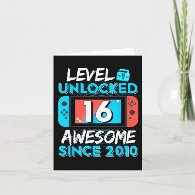Level 16 Unlocked Awesome Since 2010 16th Birthday Karte (Vorderseite)