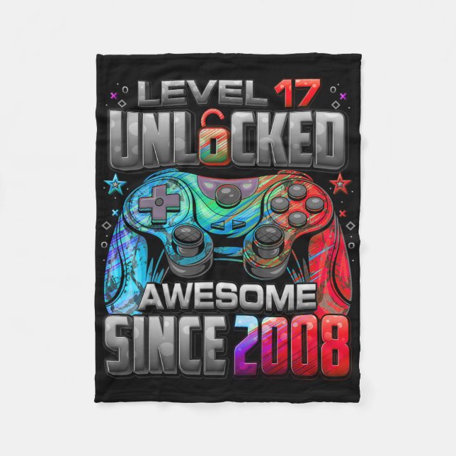 Level 17 freigeschaltet Großartig Seit 17. Geburts Fleecedecke (Vorderseite)