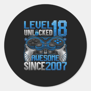 Level 18 freigeschaltet 18 Jahre alte Geschenke Ju Runder Aufkleber