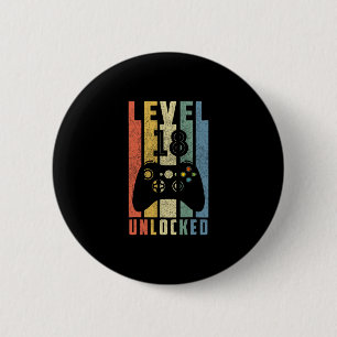 Level 18 freigeschaltet 18. Videospieler Geburtsta Button