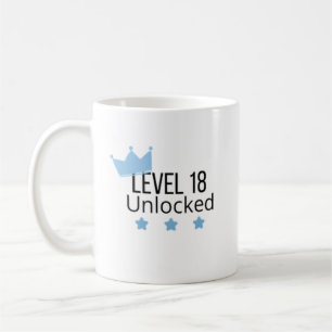 Level 18 freigeschaltet Blaues Geburtstags-Mug Kaffeetasse