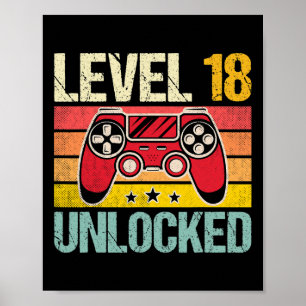 Level 18 freigeschaltet Vintage-Videospieler 18. G Poster