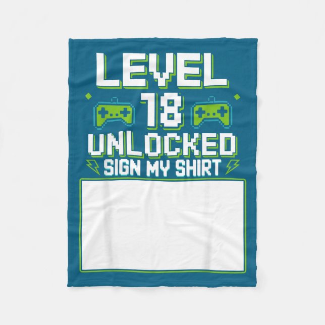 Level 18 freigeschaltet Zeichen mein 18. Geburtsta Fleecedecke (Vorderseite)