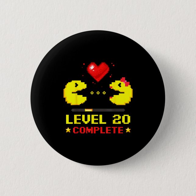 Level 20 Complete Gamers 20th Wedding Anniversary  Button (Vorderseite)