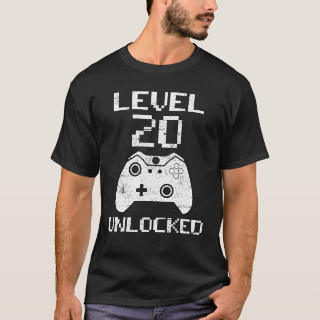 Level 20 Unlocks Videospiel 20. Geburtstag T-Shirt (Vorderseite)
