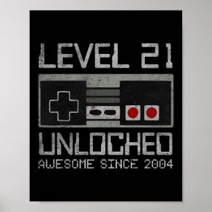 Level 21 freigeschaltet 21. Geburtstag 21 Jahre al Poster