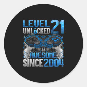Level 21 freigeschaltet Geschenke für 21-jährige J Runder Aufkleber