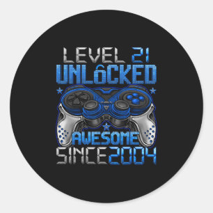 Level 21 freigeschaltet Geschenke für 21-jährige J Runder Aufkleber