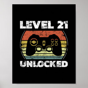 Level 21 freigeschaltet Lustiger Videospieler 21. Poster