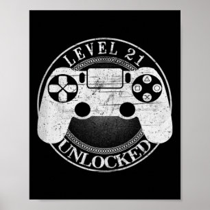 Level 21 freigeschaltet Lustiges Videospieler 21.  Poster