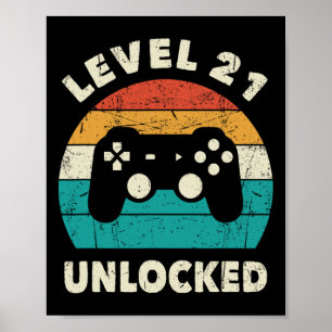 Level 21 freigeschaltet - Retro Vintage lustiger 2 Poster
