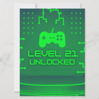 Level 21 Unlock Gaming 21. Geburtstag Einladung