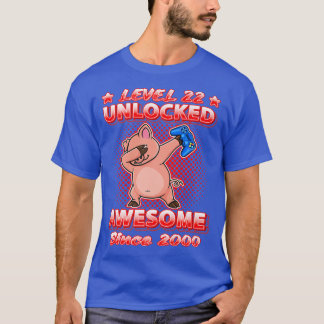Level 22 Unlock Gamers Geboren 2000 Dabbing Pig 22 T-Shirt
