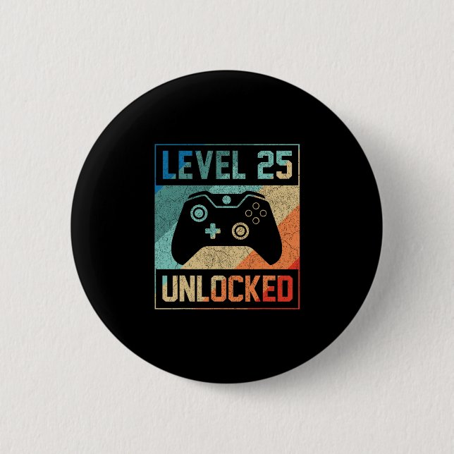Level 25 freigeschaltete Videospieler 25. Geburtst Button (Vorderseite)