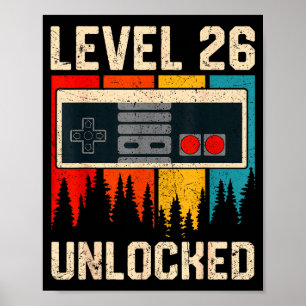 Level 26 freigeschaltete Videospiel-Controller-Geb Poster