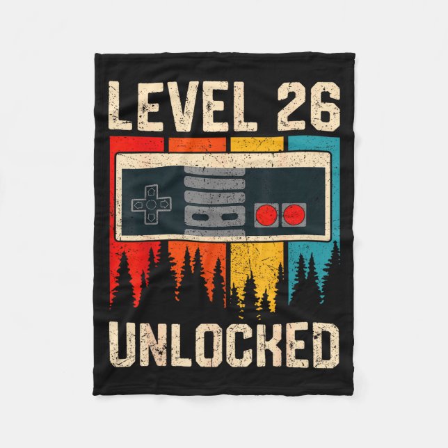 Level 26 Unlocked Video Game Controller Birthday M Fleecedecke (Vorderseite)
