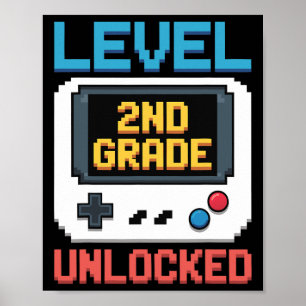 Level 2. Klasse freigeschaltet Ck Zur Schule Gamer Poster