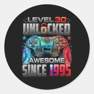 Level 30 freigeschaltet Awesome seit 1995 30. Gebu Runder Aufkleber