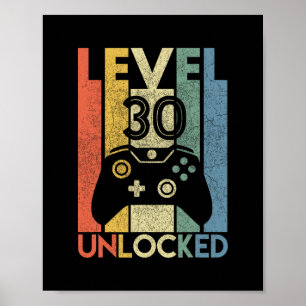 Level 30 freigeschaltet Lustiges Videospieler 30.  Poster