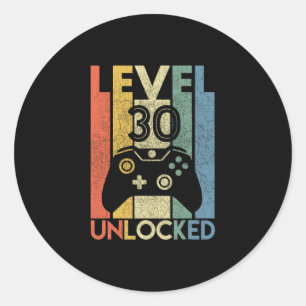 Level 30 freigeschaltet Lustiges Videospieler 30.  Runder Aufkleber