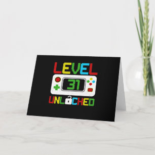 Level 31 freigeschaltetes Videospiel 10. Geburtsta Karte
