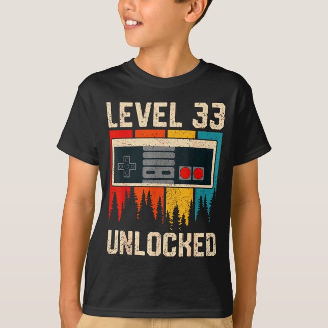 Level 33 freigeschaltete Videospiel-Controller-Geb T-Shirt (Vorderseite)