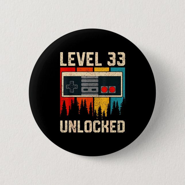 Level 33 Unlocked Video Game Controller Birthday M Button (Vorderseite)