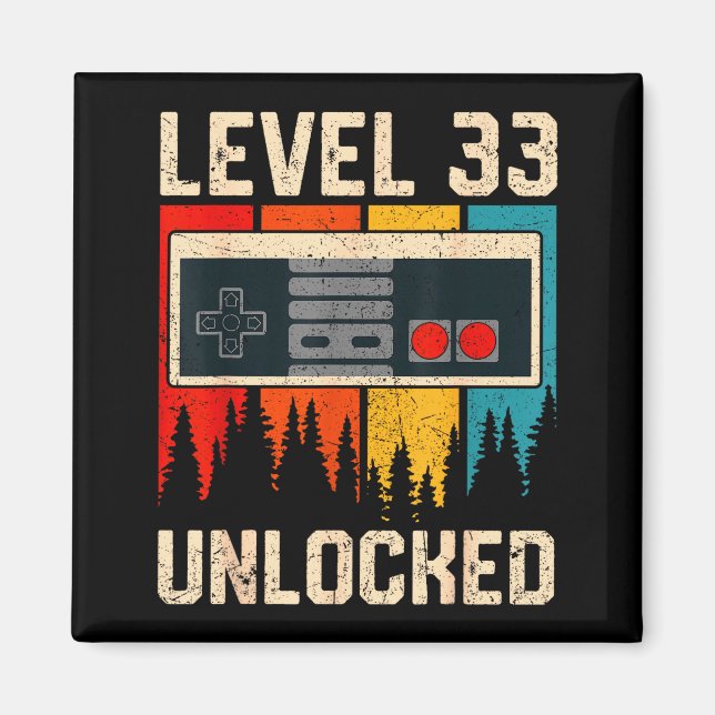 Level 33 Unlocked Video Game Controller Birthday M Magnet (Vorne)