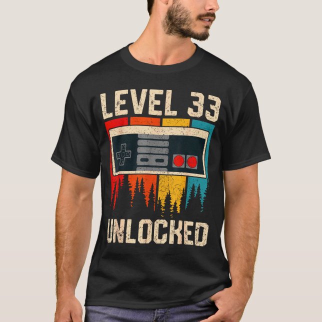 Level 33 Unlocked Video Game Controller Birthday M T-Shirt (Vorderseite)