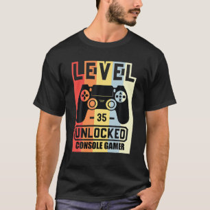 Level 35 freigeschaltet Konsole-Gamer 35. Geburtst T-Shirt